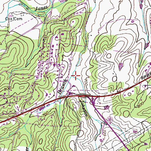 Topographic Map of Johnson Branch, TN
