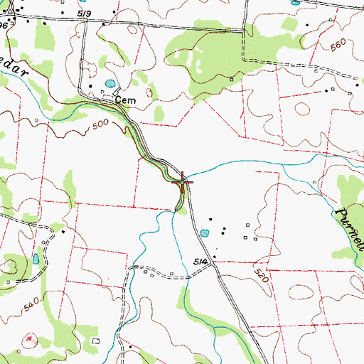 Topographic Map of Johnson Branch, TN