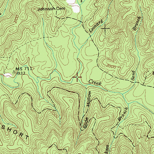 Topographic Map of Johnson Branch, TN