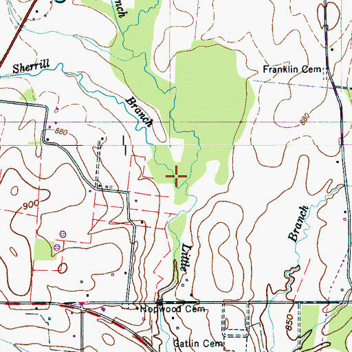 Topographic Map of Johnson Branch, TN