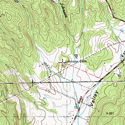 Topographic Map of Johnson Cemetery, TN