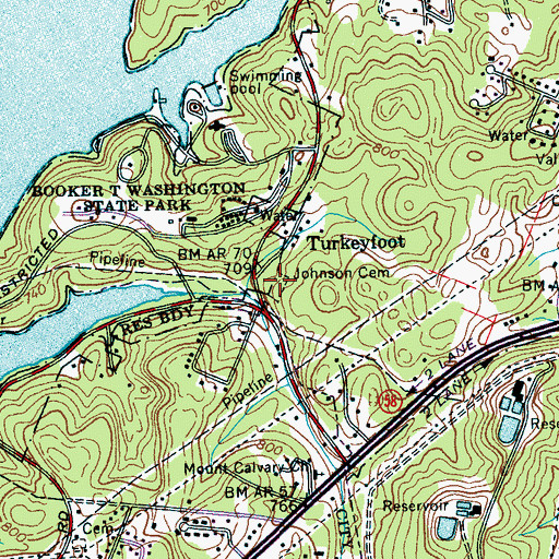 Topographic Map of Johnson Cemetery, TN