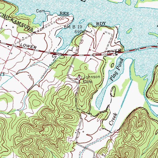 Topographic Map of Johnson Cemetery, TN