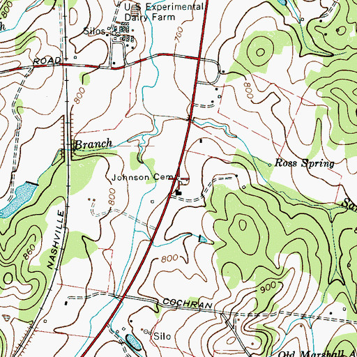 Topographic Map of Johnson Cemetery, TN