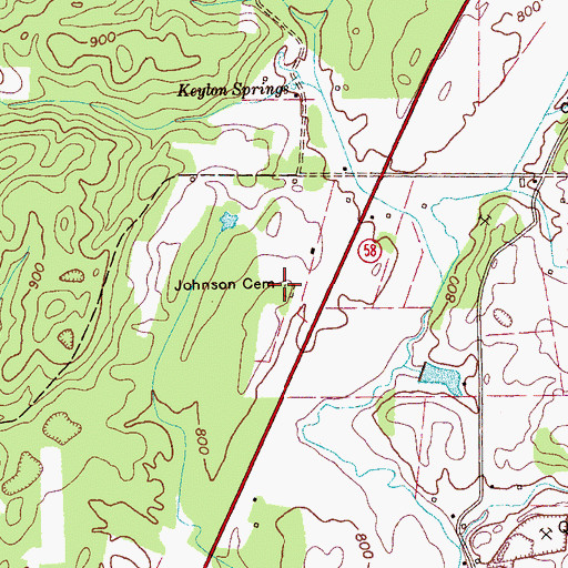 Topographic Map of Johnson Cemetery, TN