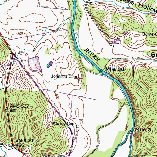 Topographic Map of Johnson Cemetery, TN