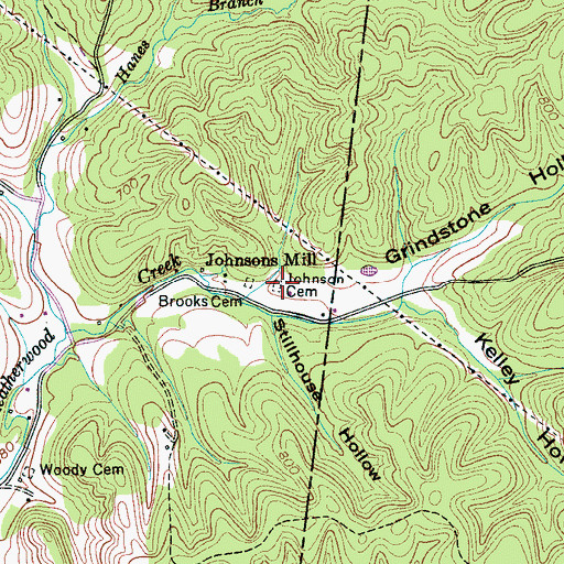 Topographic Map of Johnson Cemetery, TN