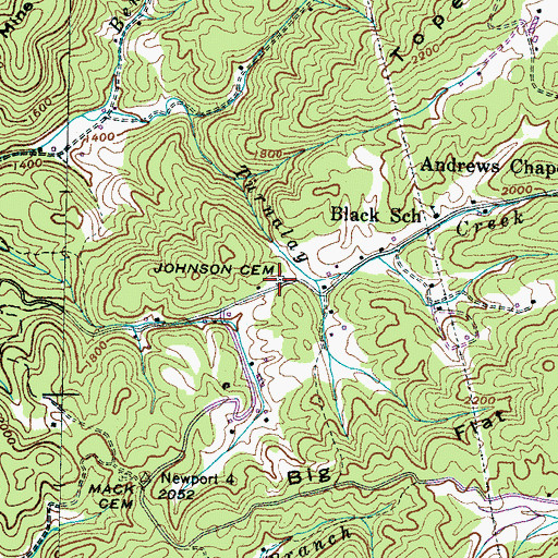 Topographic Map of Johnson Cemetery, TN