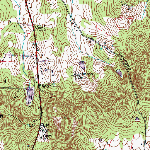 Topographic Map of Johnson Cemetery, TN