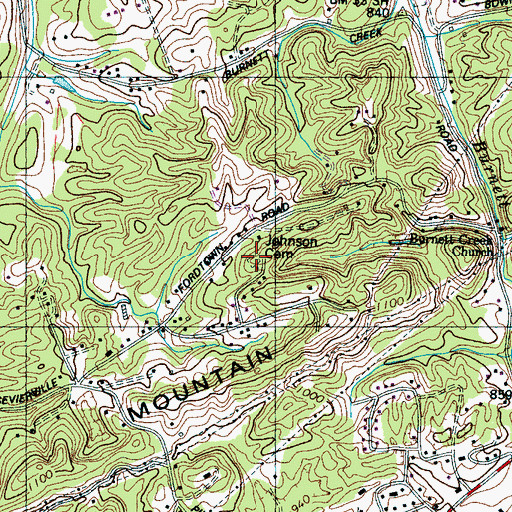 Topographic Map of Johnson Cemetery, TN