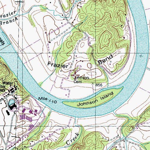 Topographic Map of Johnson Cemetery, TN