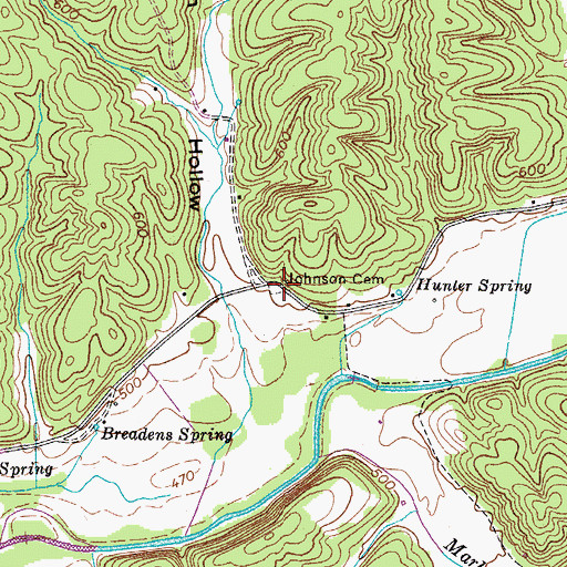 Topographic Map of Johnson Cemetery, TN