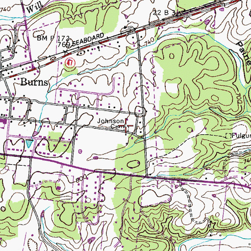 Topographic Map of Johnson Cemetery, TN