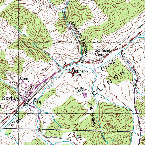 Topographic Map of Johnson Cemetery, TN