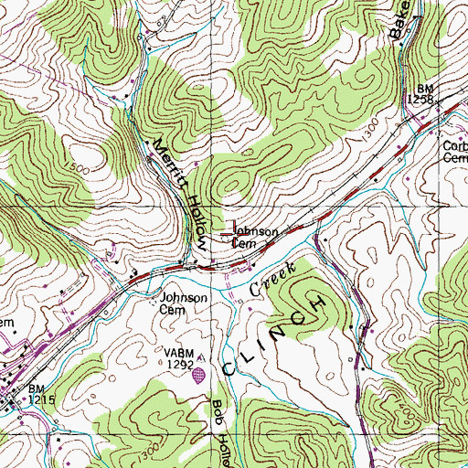 Topographic Map of Johnson Cemetery, TN