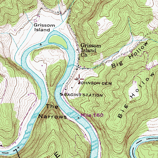 Topographic Map of Johnson Cemetery, TN