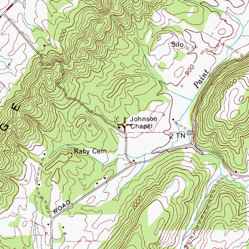Topographic Map of Johnson Chapel, TN