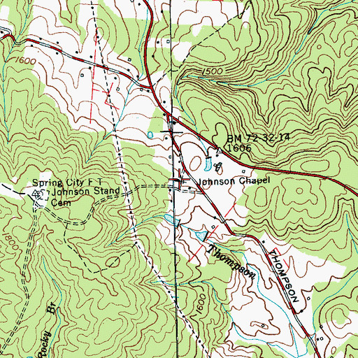 Topographic Map of Johnson Chapel, TN