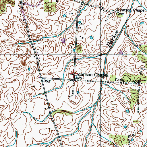 Topographic Map of Johnson Chapel, TN