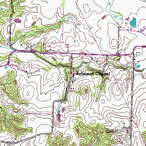 Topographic Map of Johnson Chapel, TN