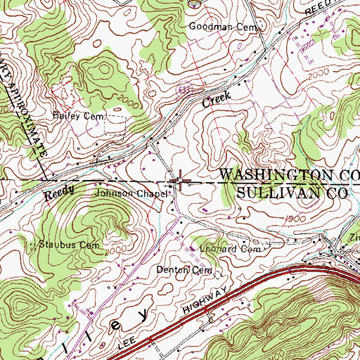 Topographic Map of Johnson Chapel, TN