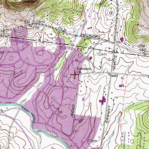Topographic Map of Johnson Church, TN