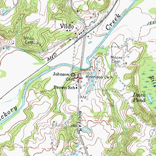 Topographic Map of Johnson Church Cemetery, TN