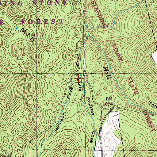 Topographic Map of Johnson Cove, TN