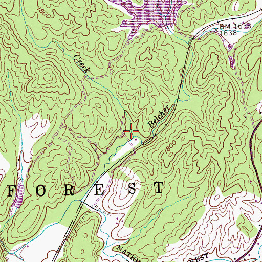 Topographic Map of Johnson Creek, TN