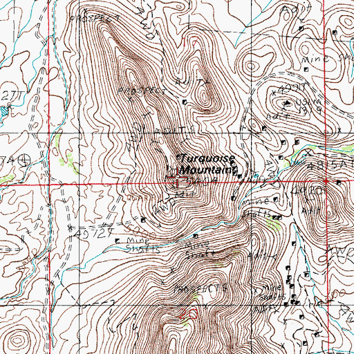 Topographic Map of Turquoise Mountain, AZ