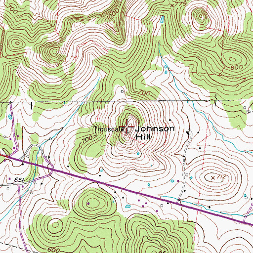 Topographic Map of Johnson Hill, TN