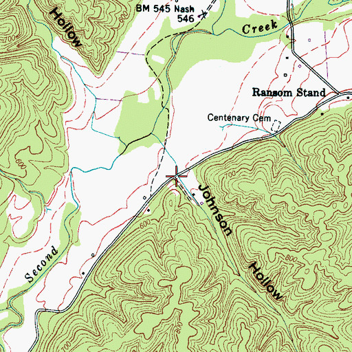 Topographic Map of Johnson Hollow, TN