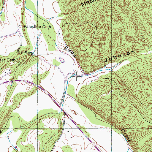 Topographic Map of Johnson Hollow, TN