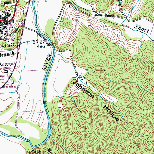 Topographic Map of Johnson Hollow, TN