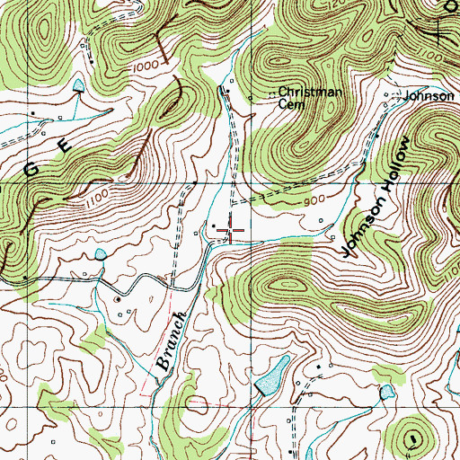 Topographic Map of Johnson Hollow, TN