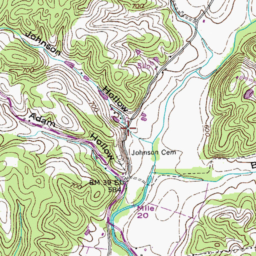 Topographic Map of Johnson Hollow, TN