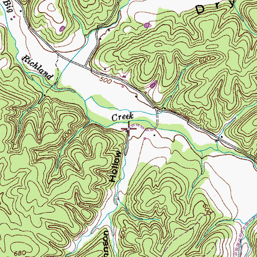 Topographic Map of Johnson Hollow, TN