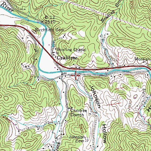 Topographic Map of Johnson Hollow, TN