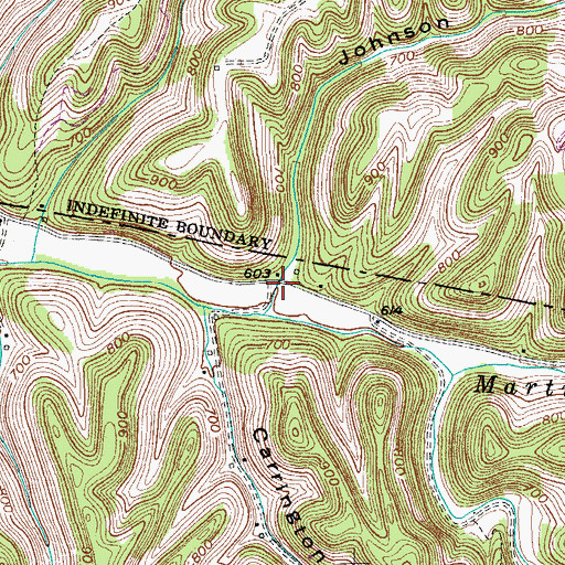 Topographic Map of Johnson Hollow, TN