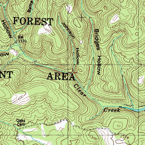 Topographic Map of Johnson Hollow, TN