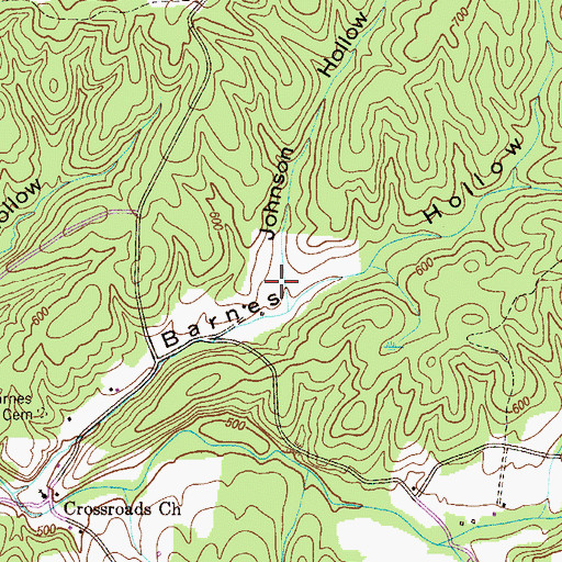 Topographic Map of Johnson Hollow, TN