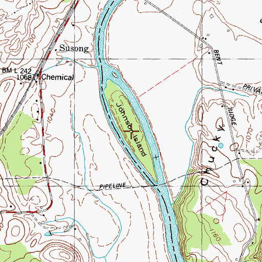 Topographic Map of Johnson Island, TN
