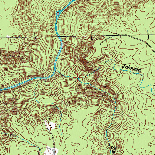 Topographic Map of Johnson Mill Branch, TN