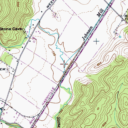 Topographic Map of Johnson Mill Creek, TN