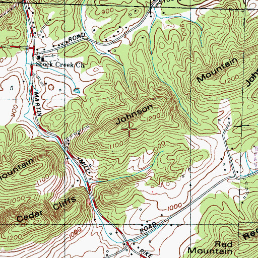 Topographic Map of Johnson Mountain, TN