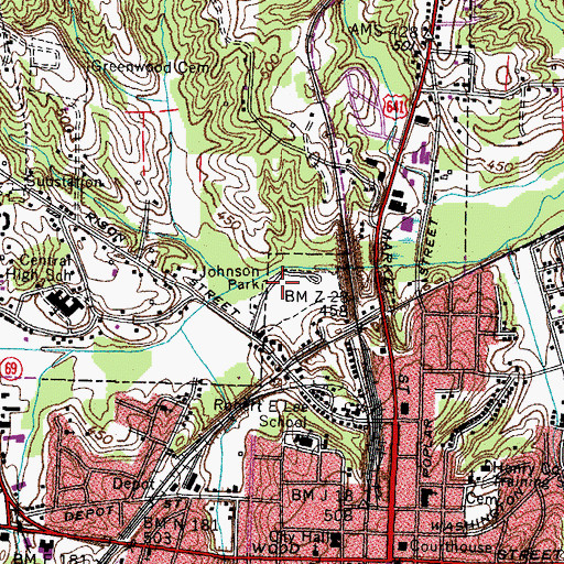 Topographic Map of Johnson Park, TN