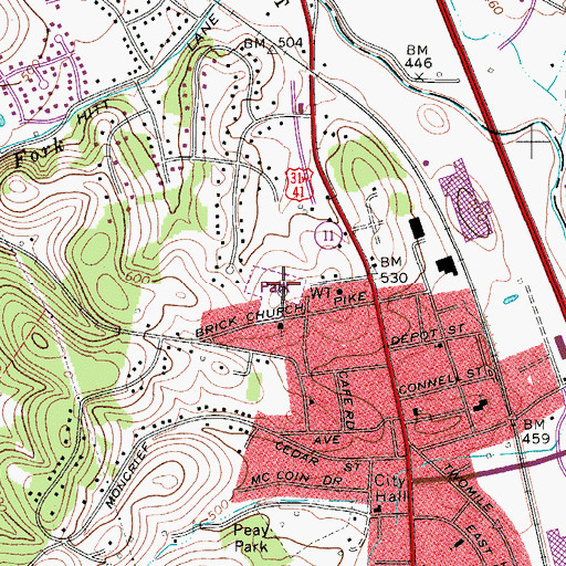 Topographic Map of Johnson School, TN