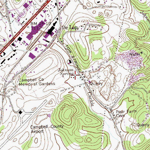 Topographic Map of Johnson Spring, TN
