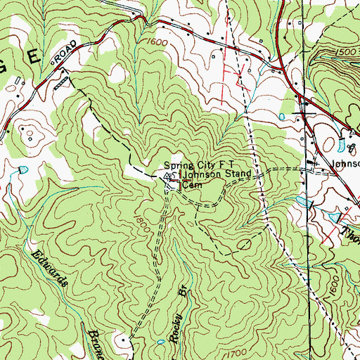 Topographic Map of Johnson Stand Cemetery, TN