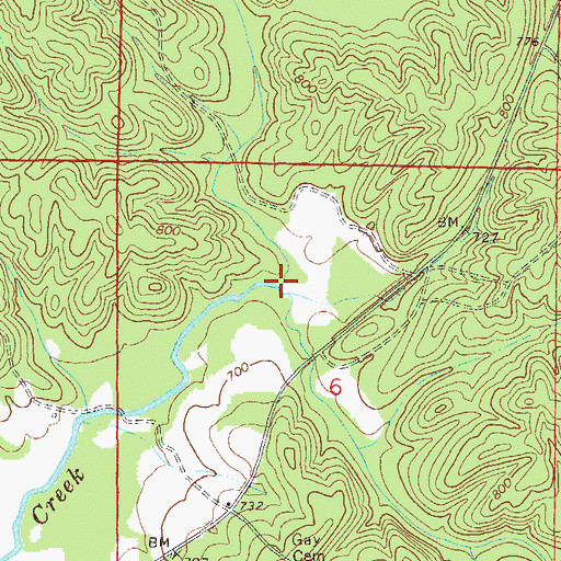 Topographic Map of Wildcat Creek, AL
